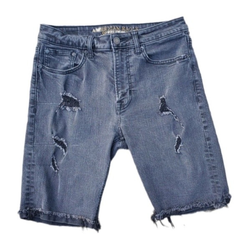 Black American Eagle Distressed Denim Shorts